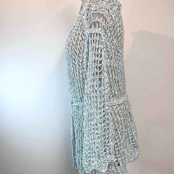 NWT POL Part of Your World Stretchy Loose Weave Belted Cardigan Womens L - Picture 5 of 8